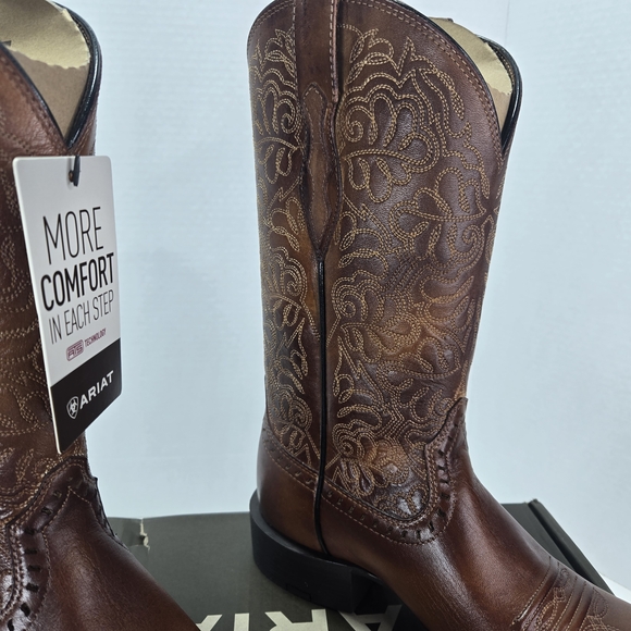 Ariat Women’s Round Up Remuda Brown Leather Cowboy Boots Women's 5.5 or 4 Youth - Picture 5 of 16